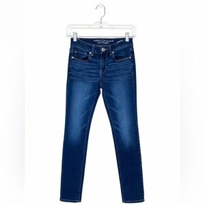 American Eagle Super Stretch Dark Indigo Wash Skinny Jeans Women’s Size 2
